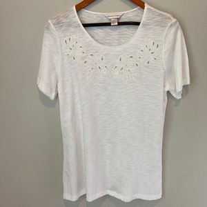 Christopher & Banks White Short Sleeve Tee